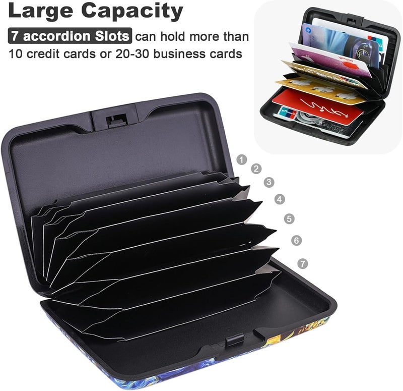 ELFISH Mini RFID Aluminum Wallet Credit Cards Holder Business Card Case Metal ID Case for Men Women (Sun flower) - Image 5